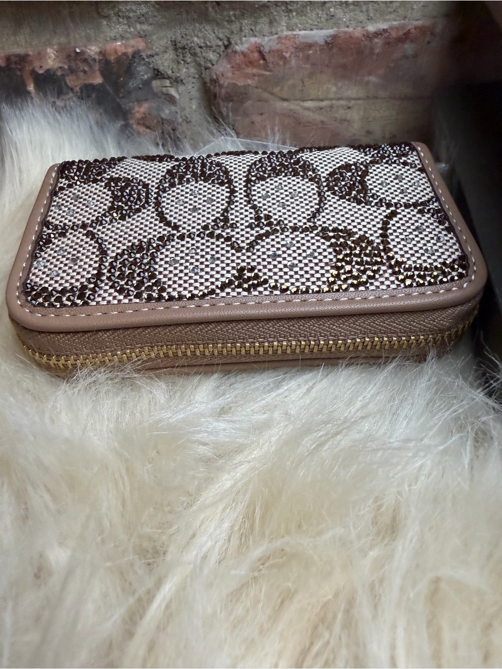 Coach Small Crystal Signature Logo Jacquard Zip Around Card Holder - Picture 3 of 11